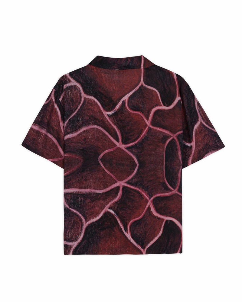 BRAIN DEAD Spiral Orb Short Sleeve Button Up Shirt - Burgundy outlook