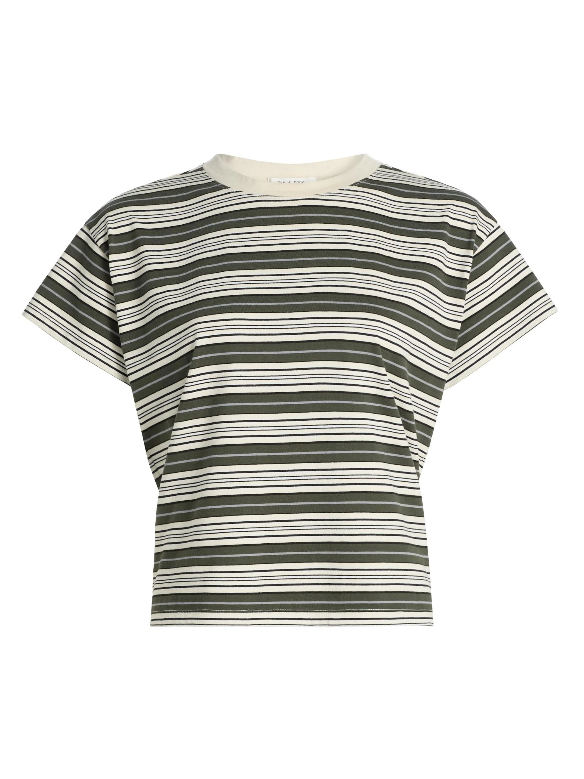 Women's Kelly Striped Cotton Boxy T-Shirt - Green Multi - 1