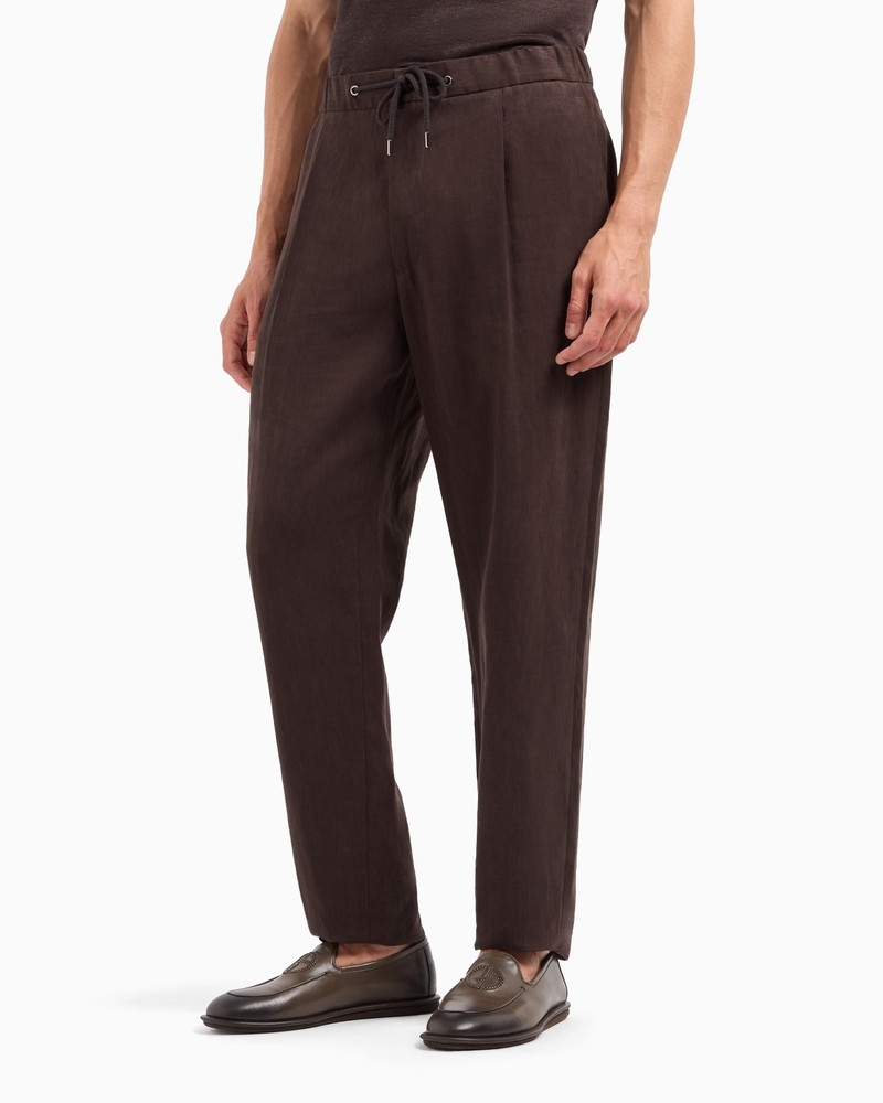GIORGIO ARMANI Single-dart, pure linen canvas trousers outlook