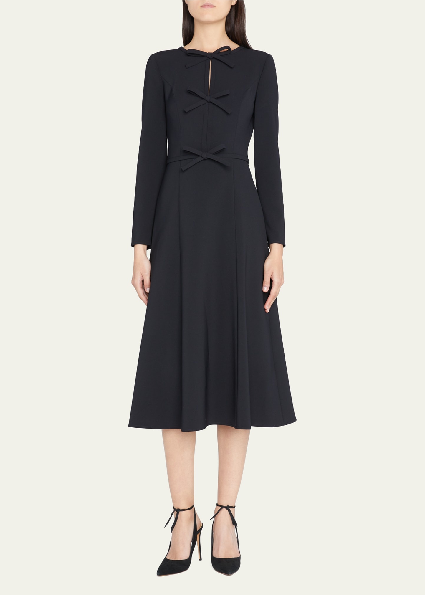 Triple Bow Keyhole-Front Midi Dress - 2