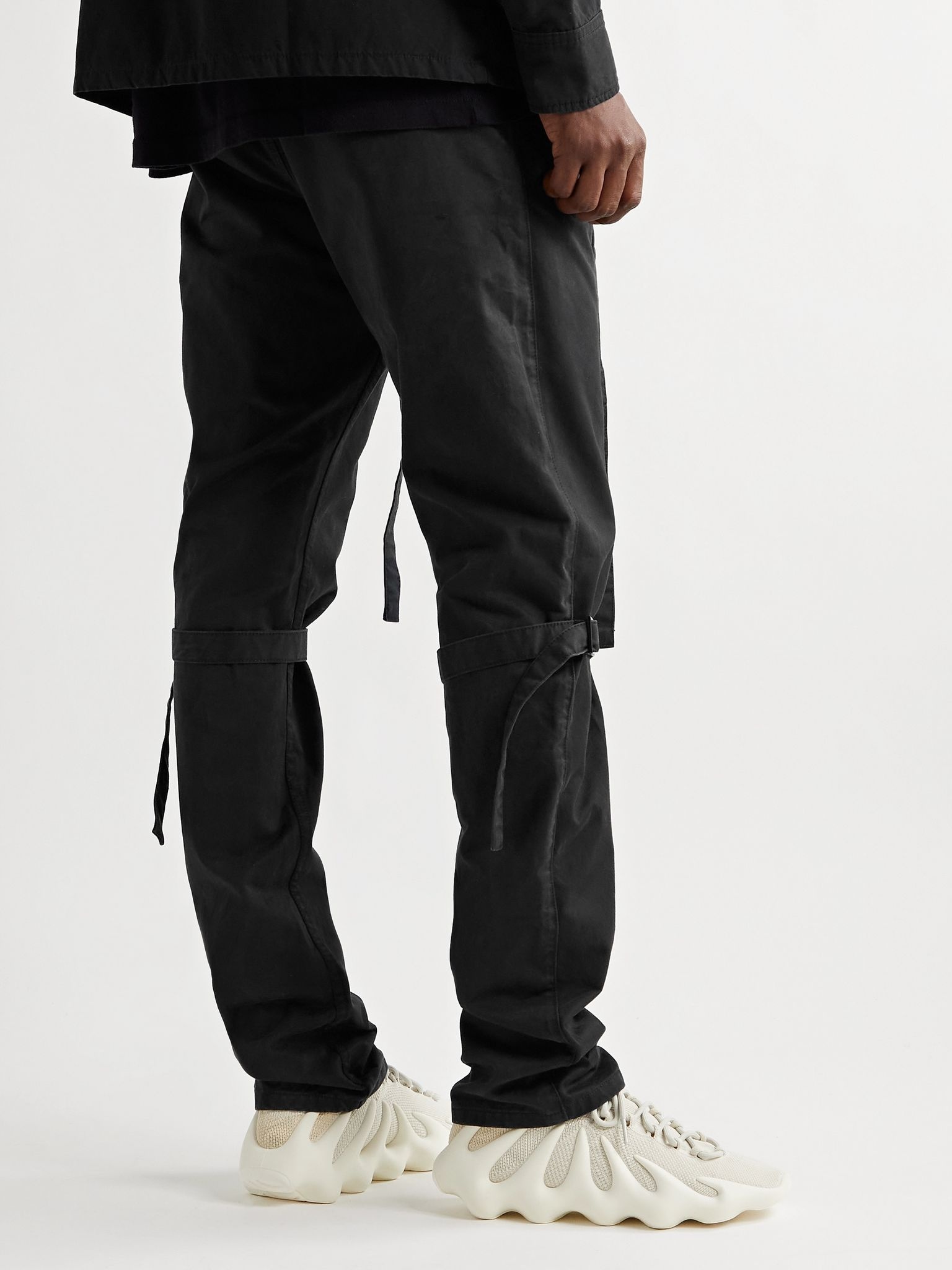 Shell-Trimmed Cotton-Twill Drawstring Trousers - 4