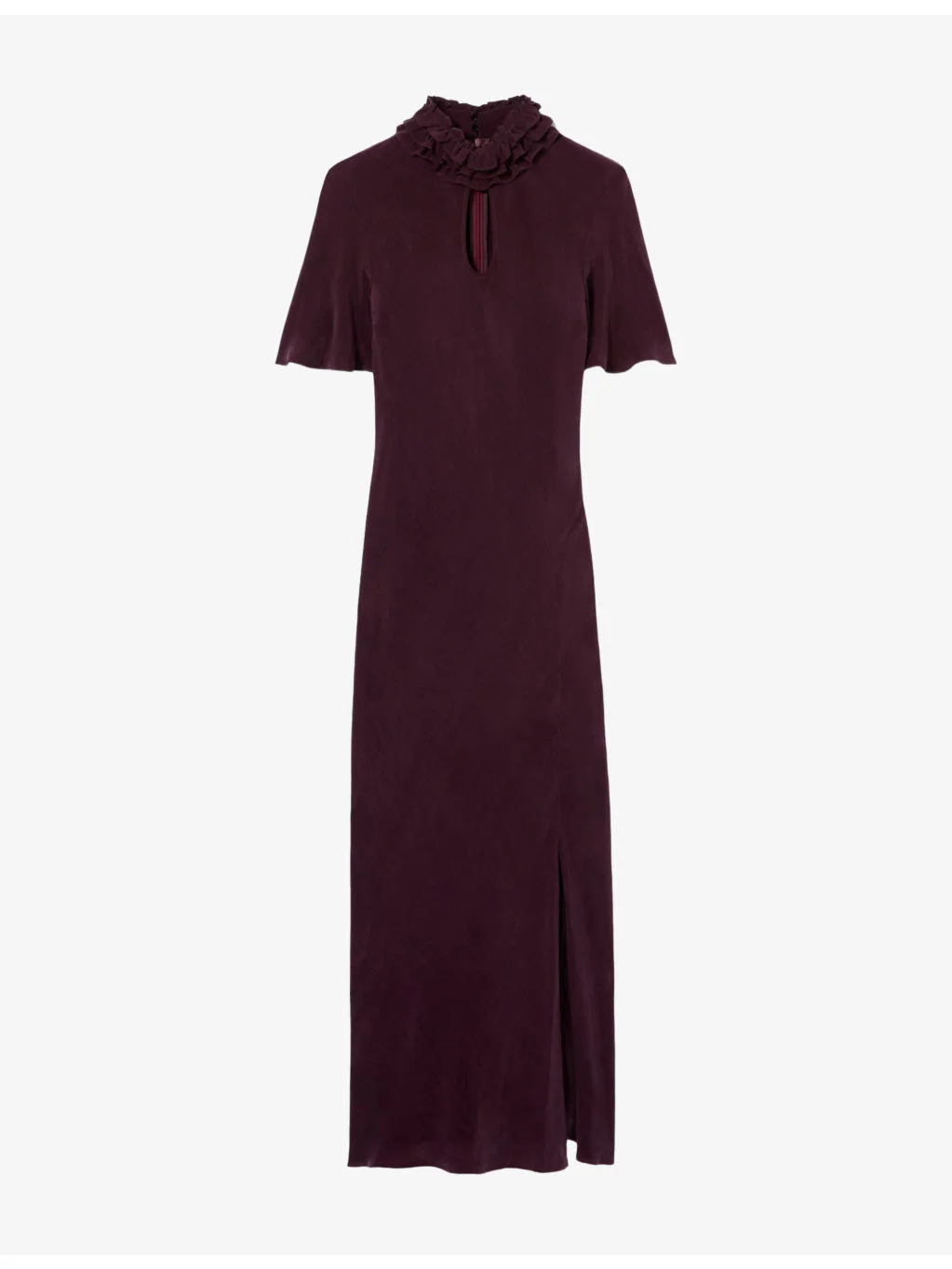 Ruffle-Collar Keyhole Cupro Maxi Dress - 1