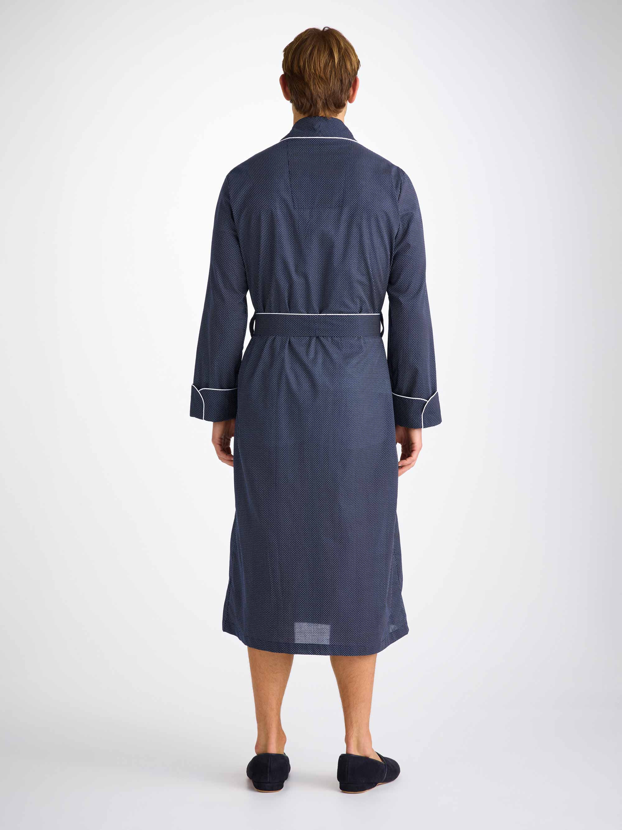 Men's Dressing Gown Plaza 21 Cotton Batiste Navy - 4