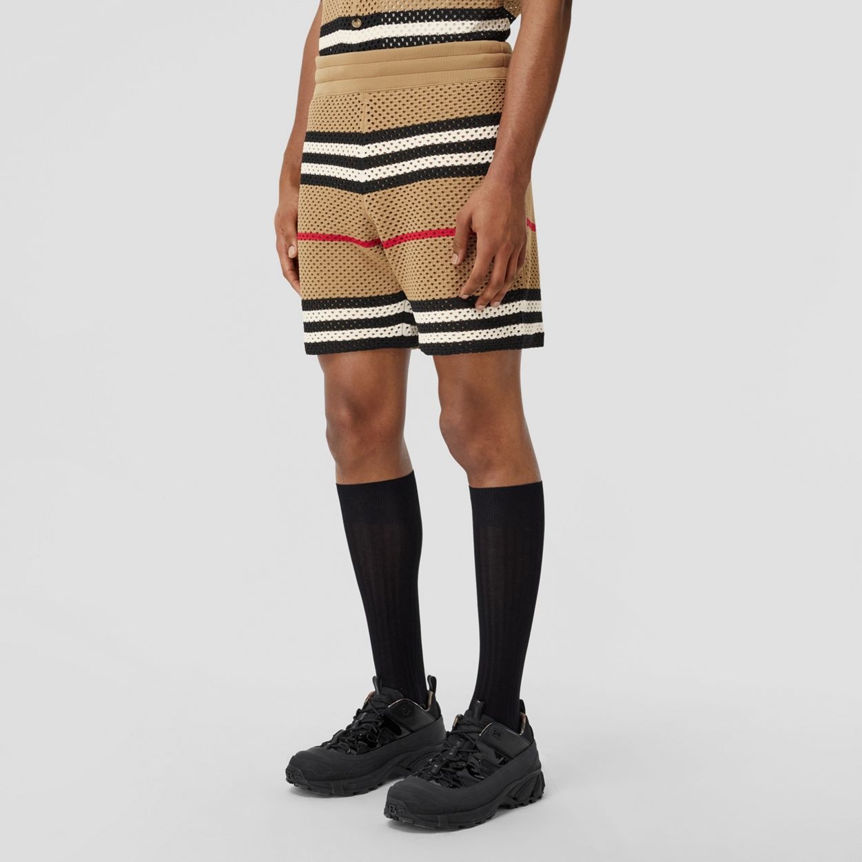 Icon Stripe Pointelle Knit Shorts - 5