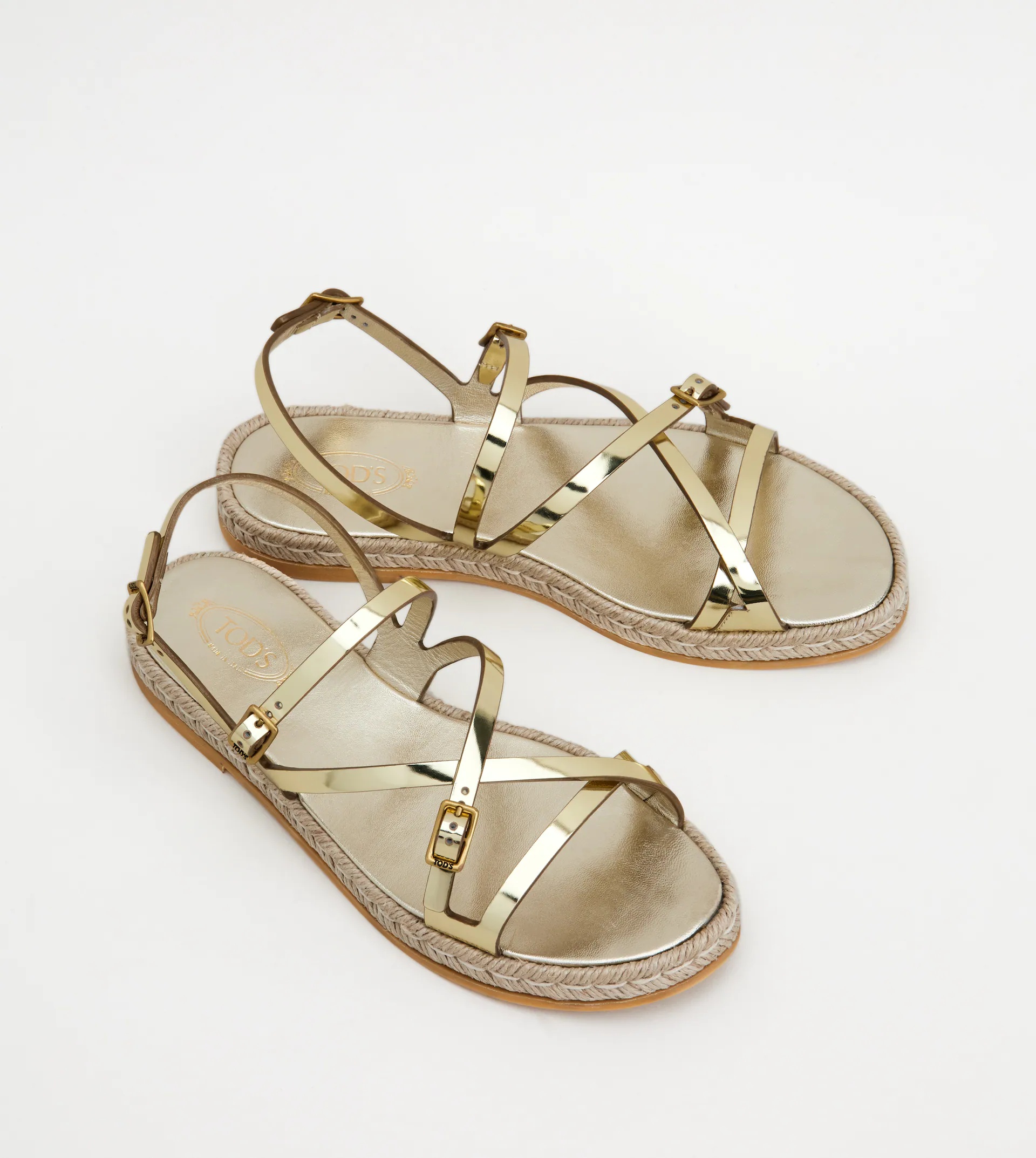 SANDALS IN LEATHER - GOLD - 2