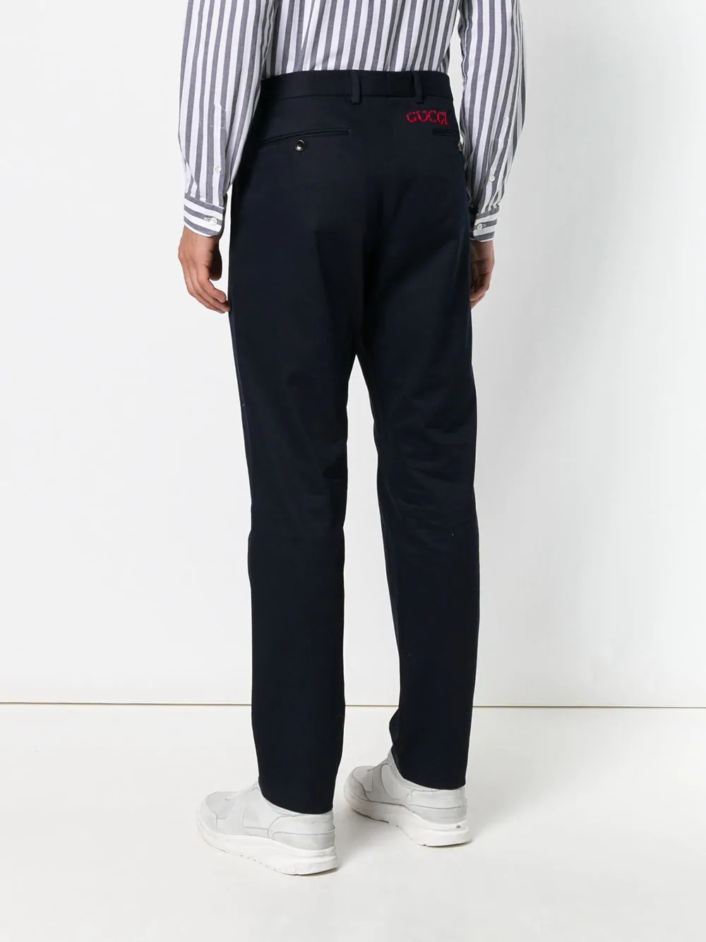 twill straight-leg trousers - 4