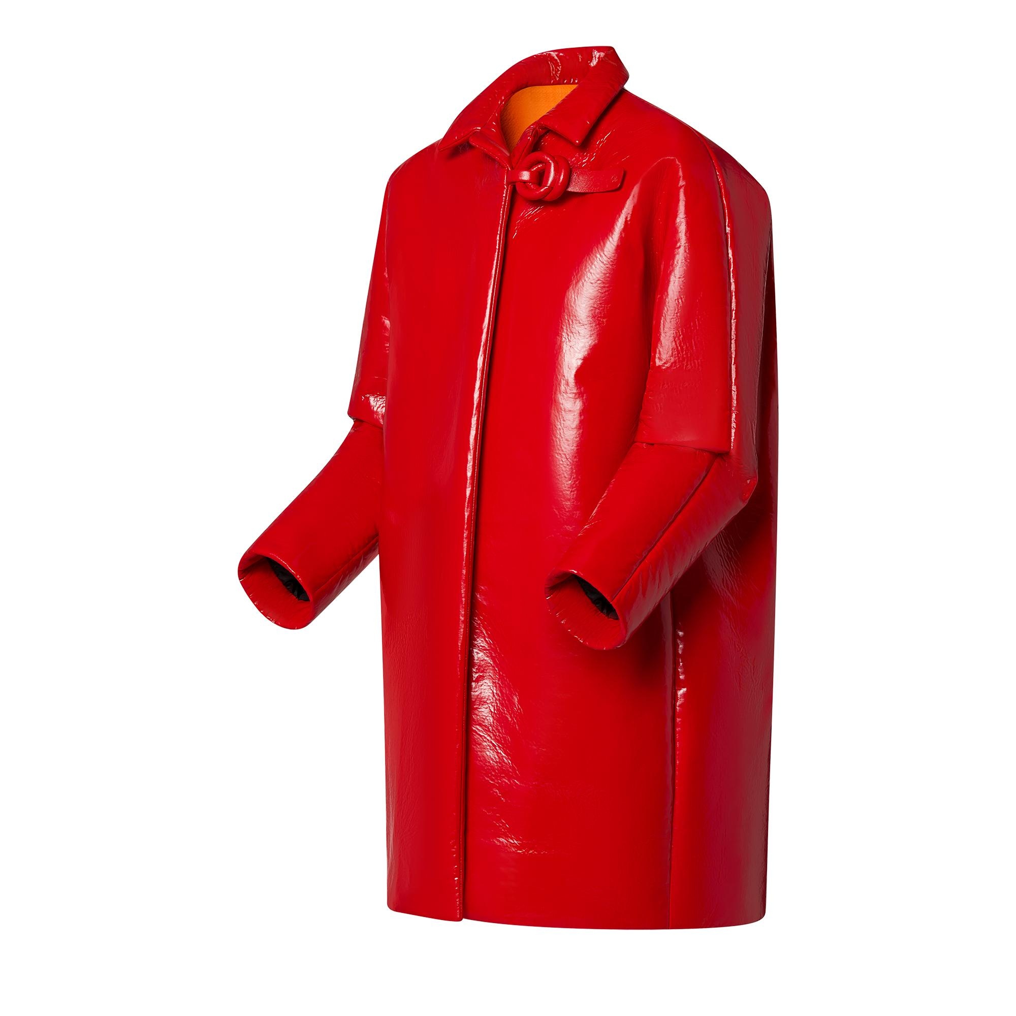 Double Ring Glossy Cocoon Coat - 2