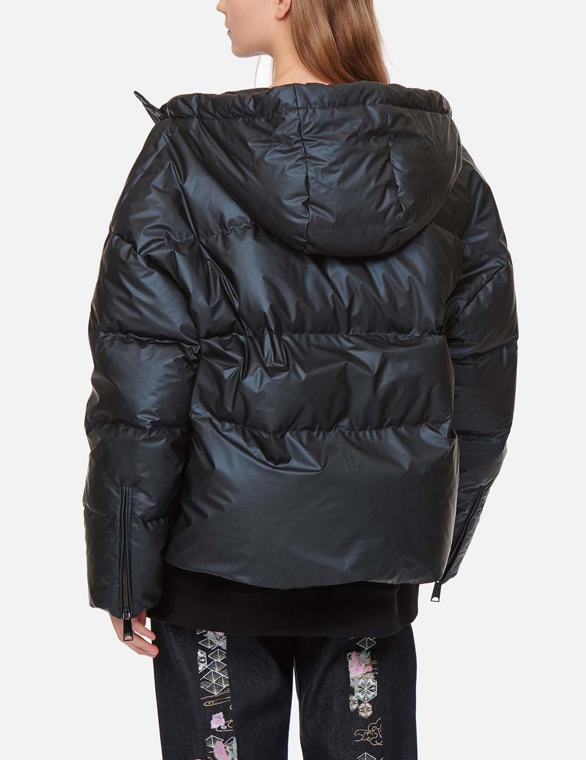 Logo and Chrysanthemum Motif Embroidered Down Jacket - 4