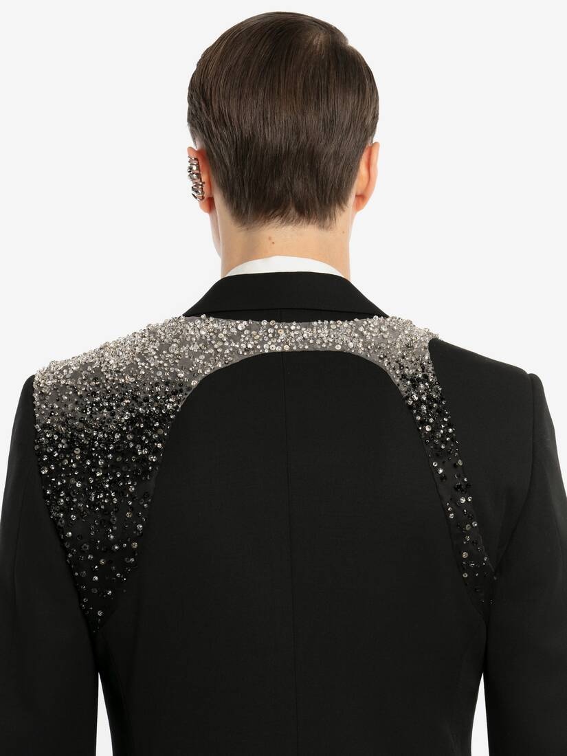 Embellished Harness Jacket in Black - 5