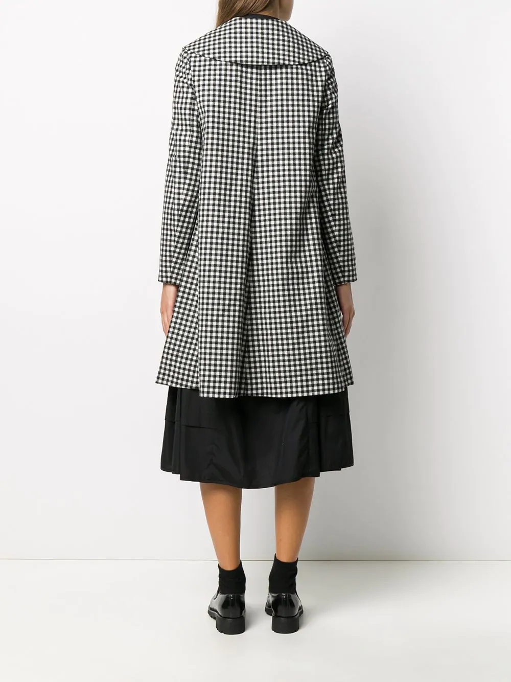 contrasting panel check print coat - 4