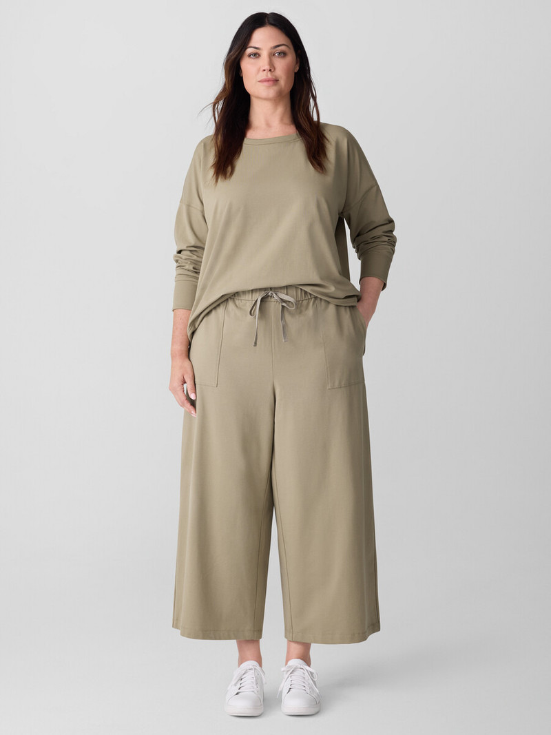 Pima Cotton Stretch Jersey Wide-Leg Pant 6
