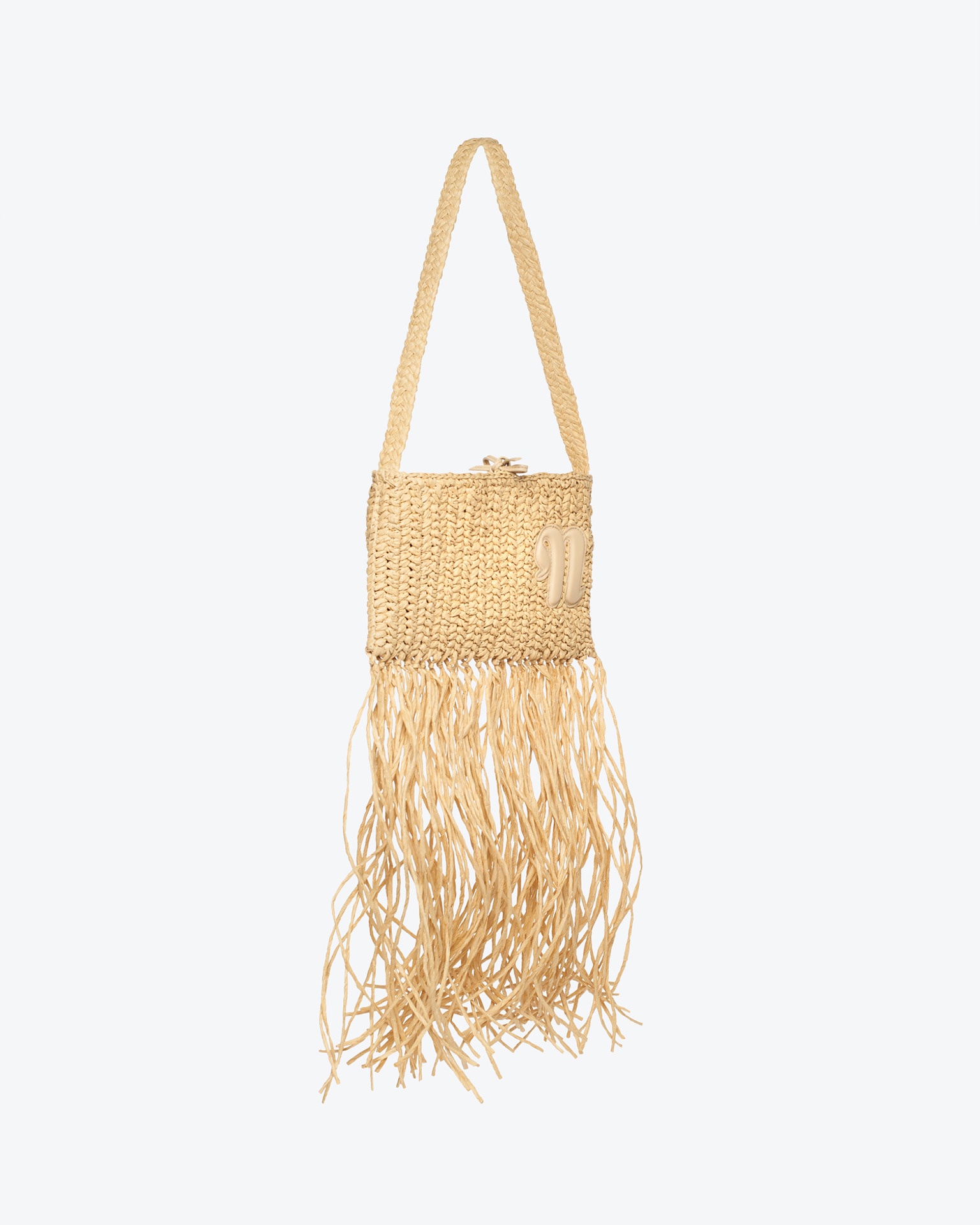 THE FRINGE BAGUETTE - Fringed raffia bag - Natural/almond - 3