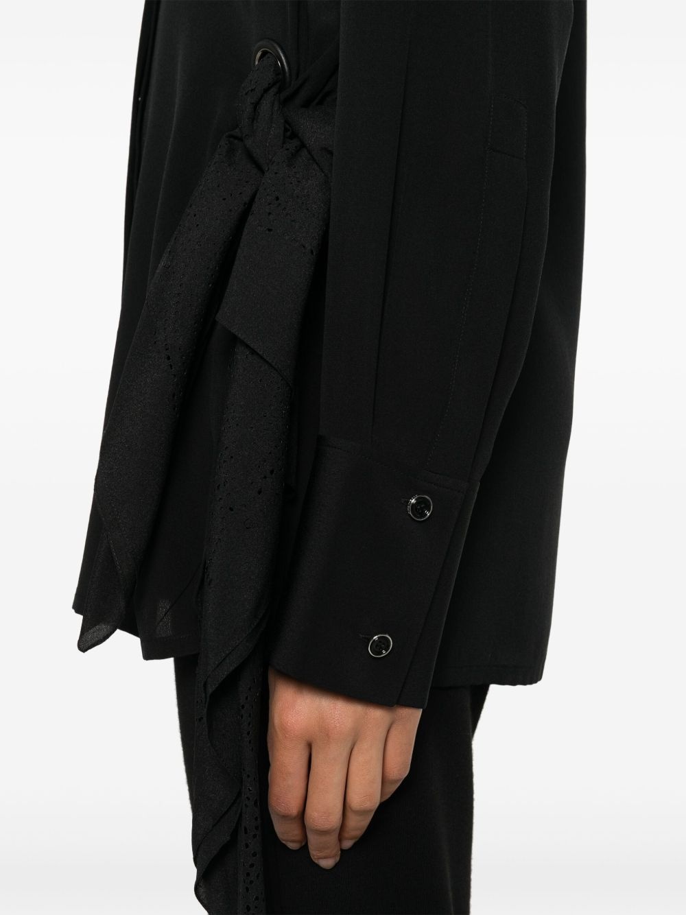 scarf-detail silk skirt - 5