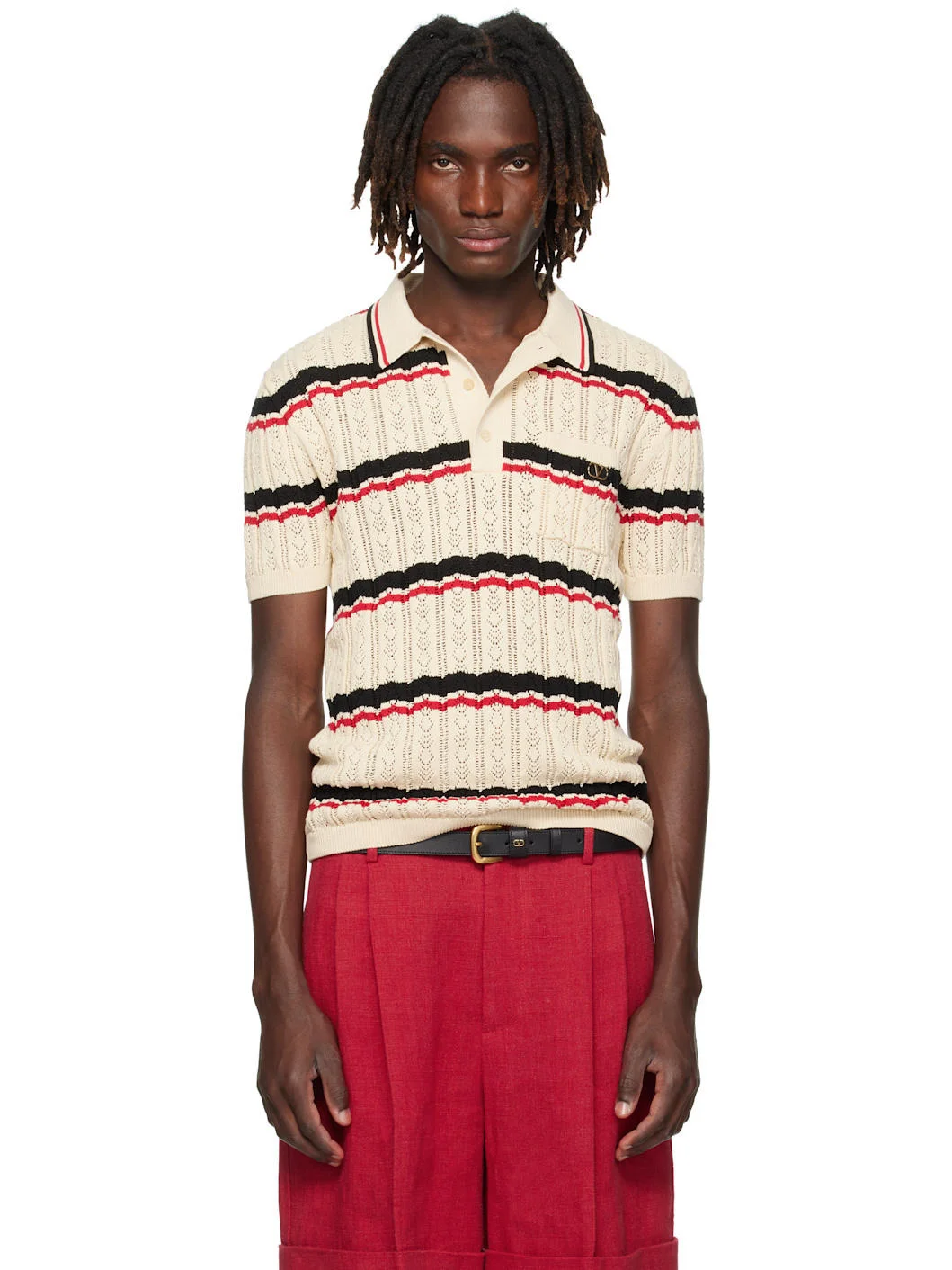 Beige Striped Polo - 1