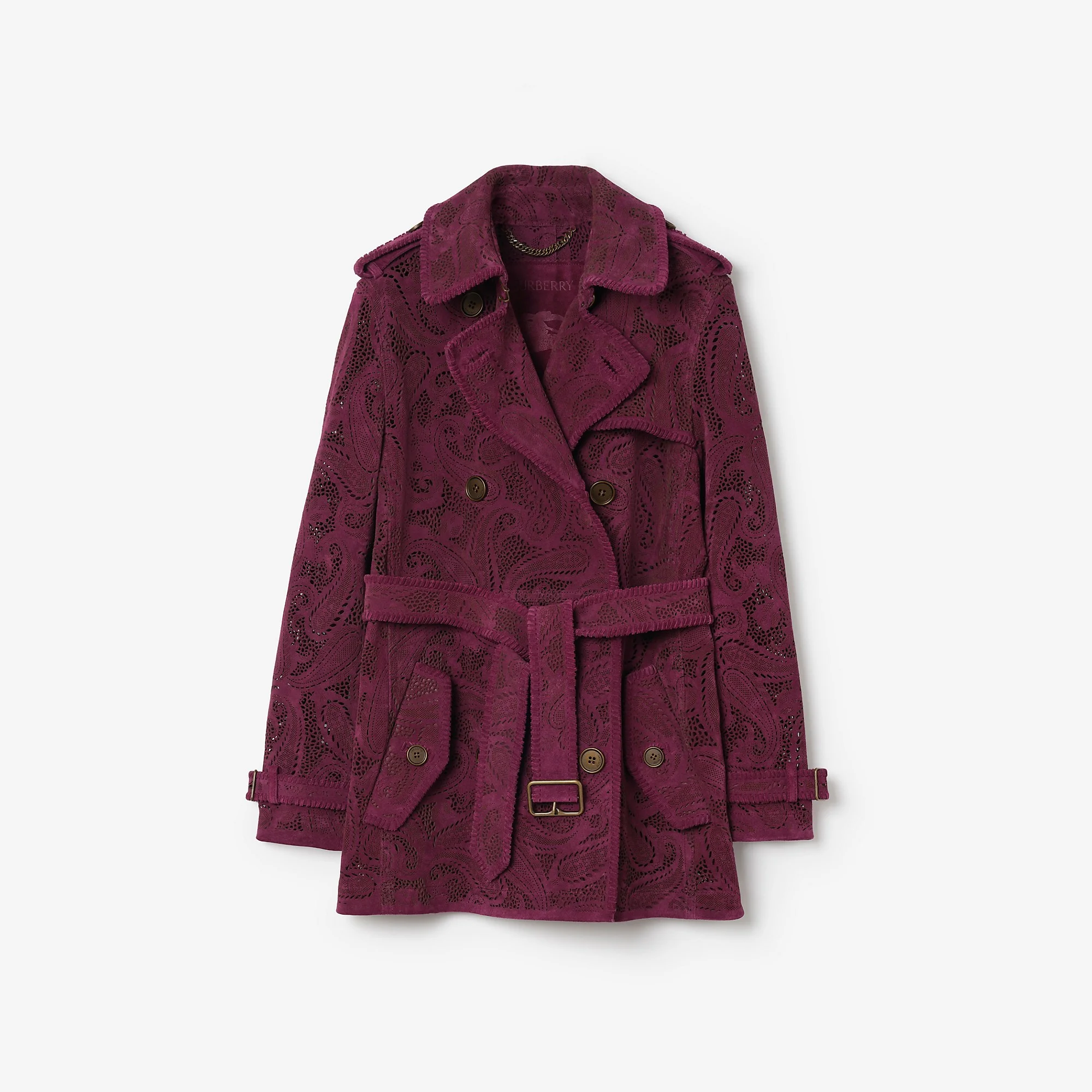 Short Paisley Suede Foxfield Trench Coat - 1