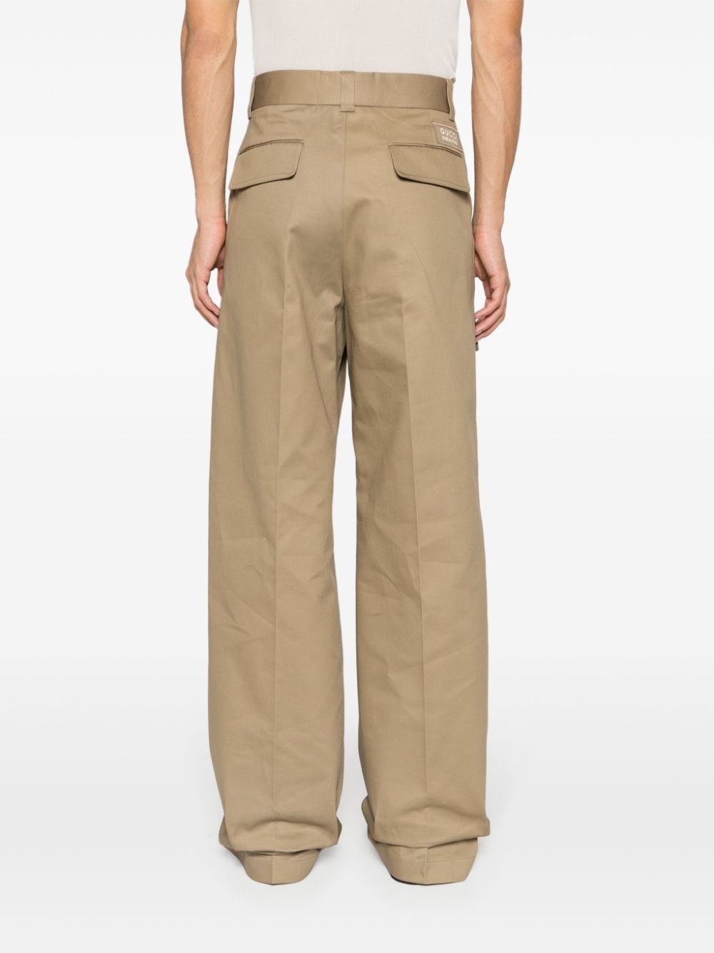 wide-leg cotton cargo trousers - 4