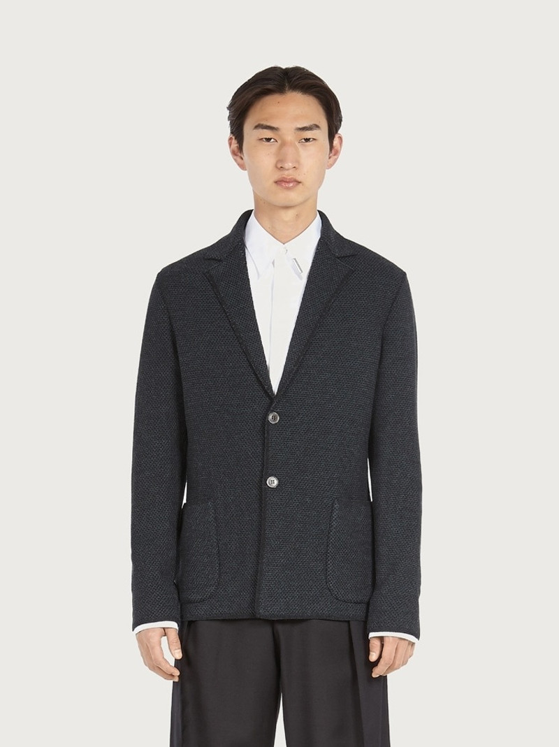 FERRAGAMO KNITTED JACQUARD BLAZER outlook