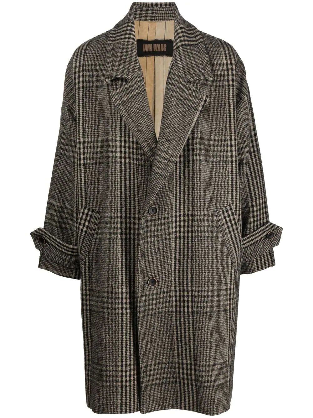 checked single-breasted wool coat - 1