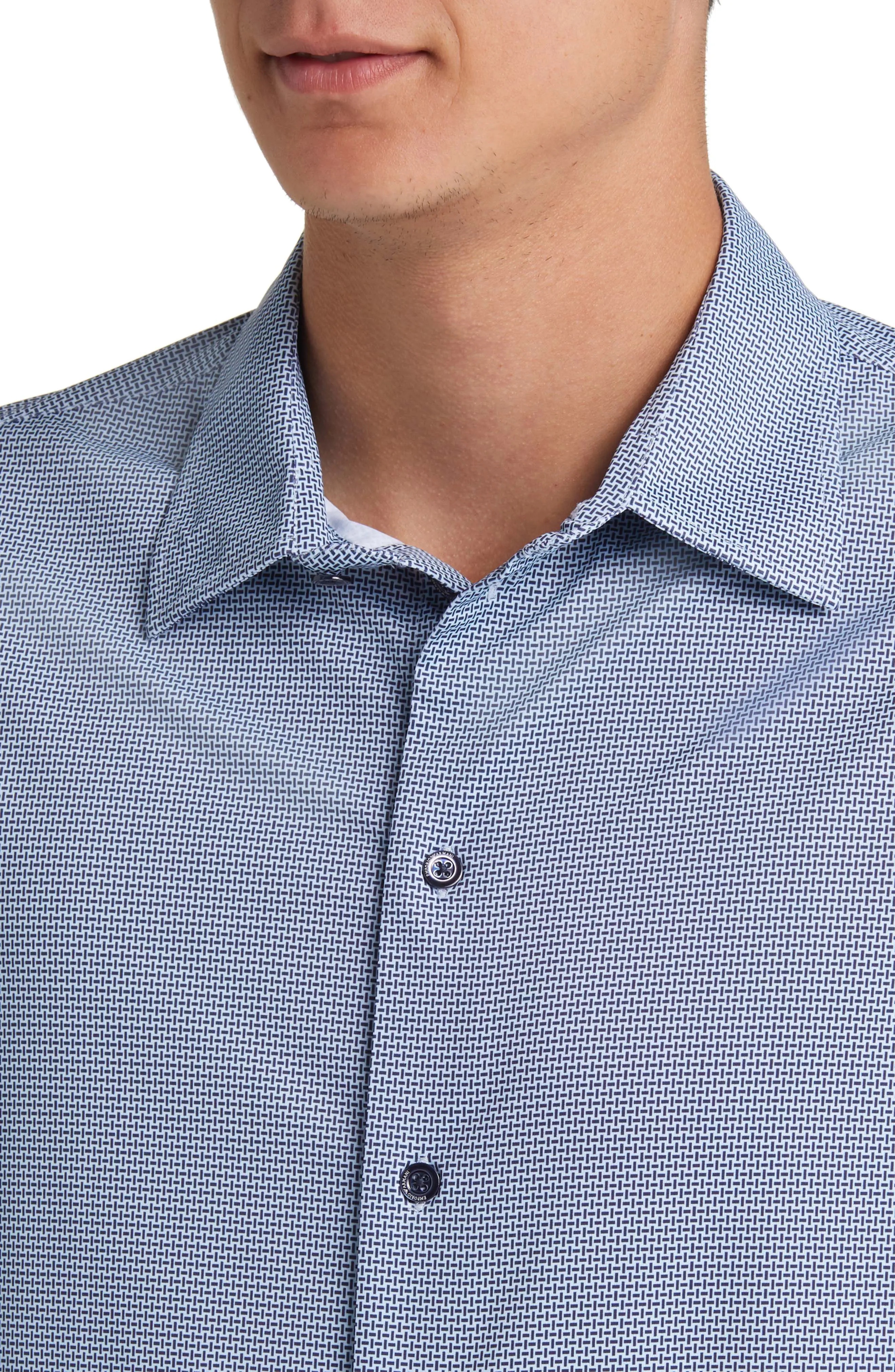 Micropattern Stretch Button-Up Shirt in Solid Light/Pastel B - 2