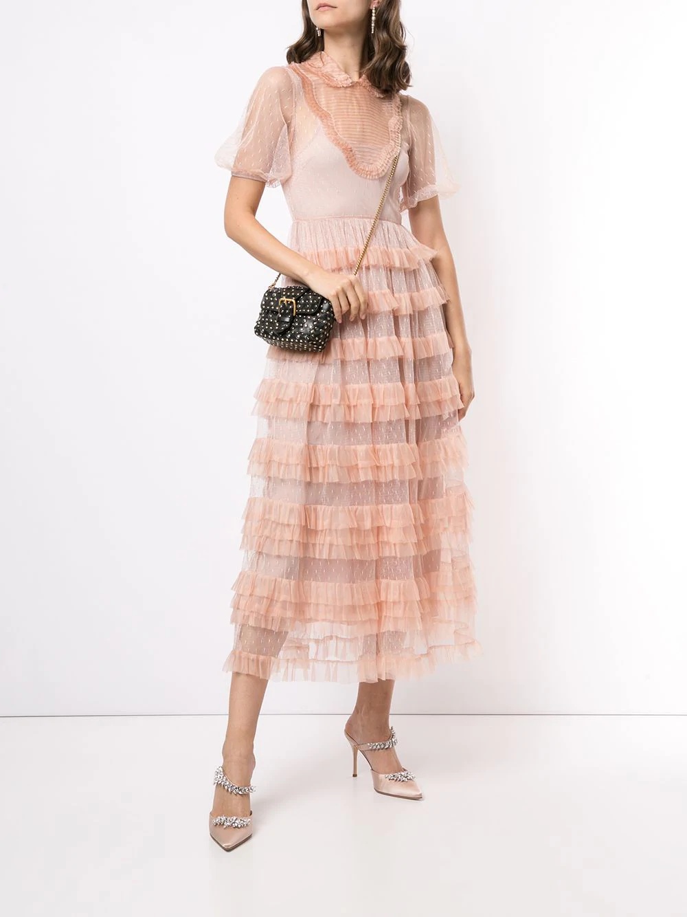 point d'esprit ruffled dress - 2