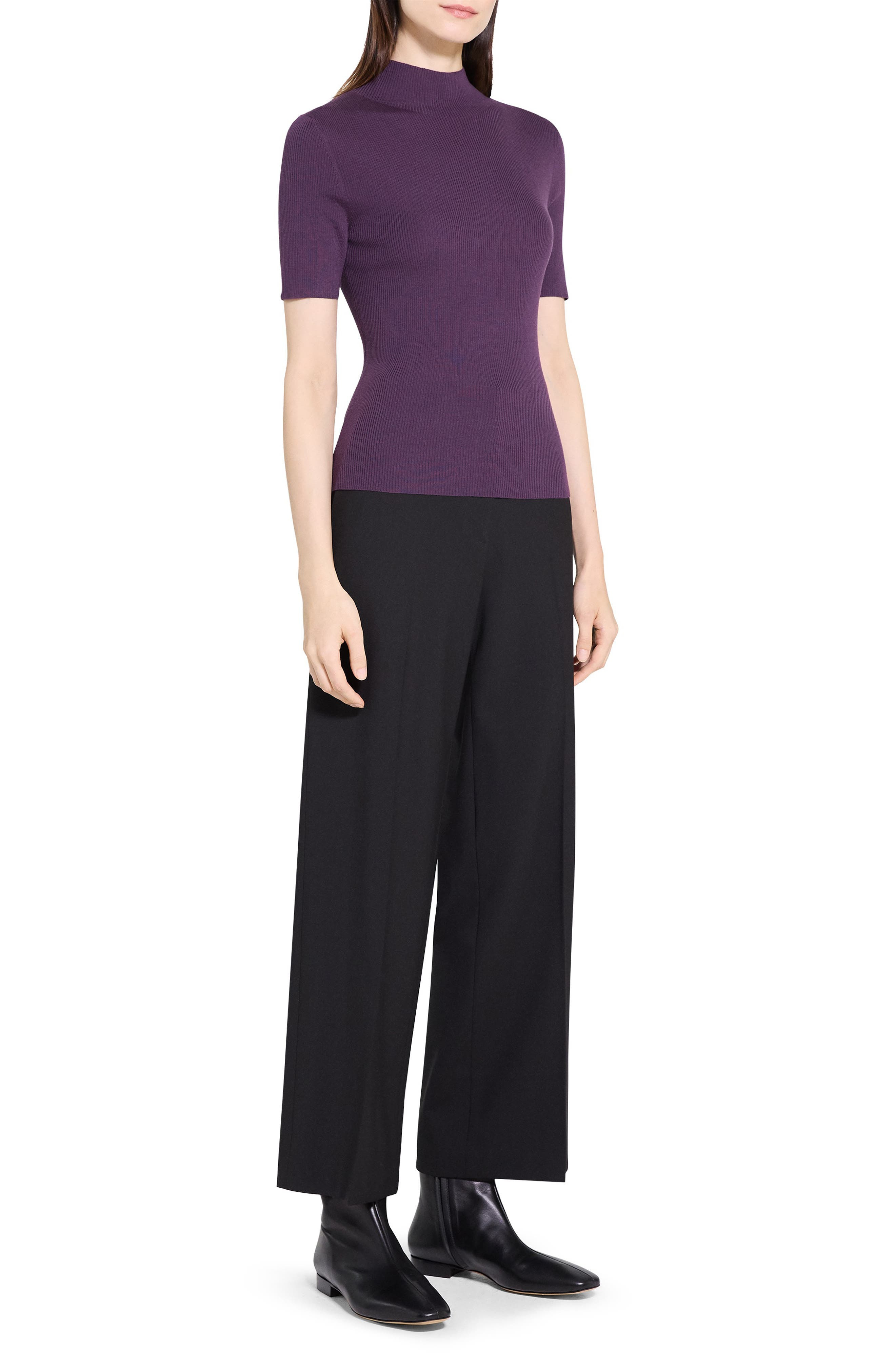 Theory Leenda Merino Wool Mock Neck Sweater in Black Iris at Nordstrom - 7