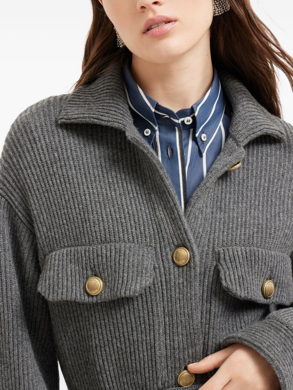 ribbed wool belted cardigan - 6