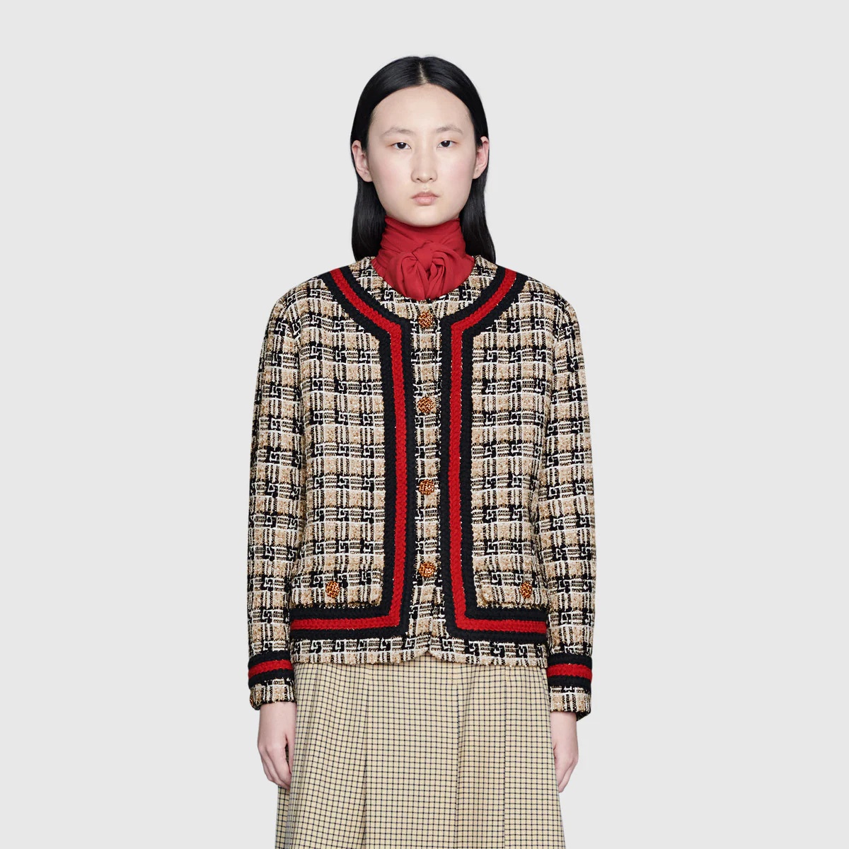 Square G check tweed jacket - 3