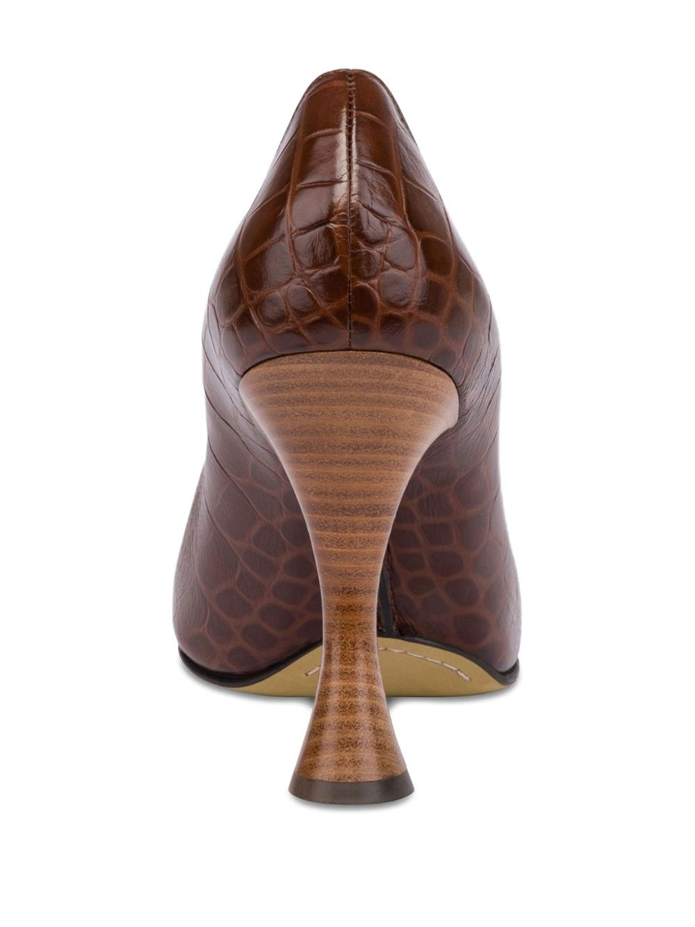 crocodile-embossed square-toe pumps - 3