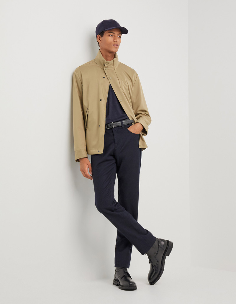 Canali BEIGE STAND-UP COLLAR UNLINED TECHNICAL FABRIC JACKET outlook