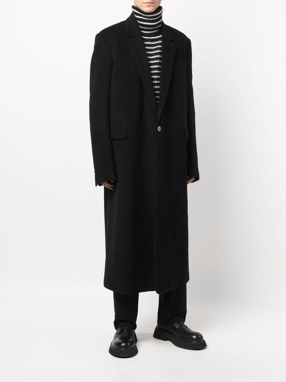 single-breasted wool coat - 3