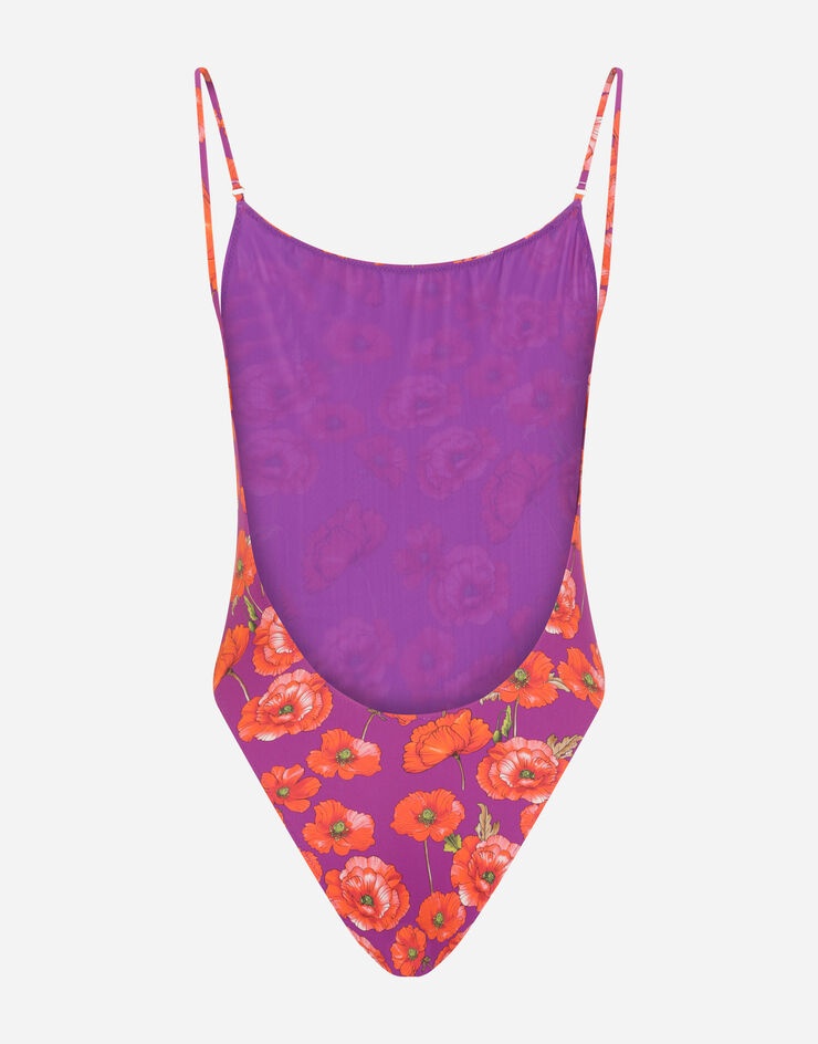 Poppy-print one-piece swimsuit - 3