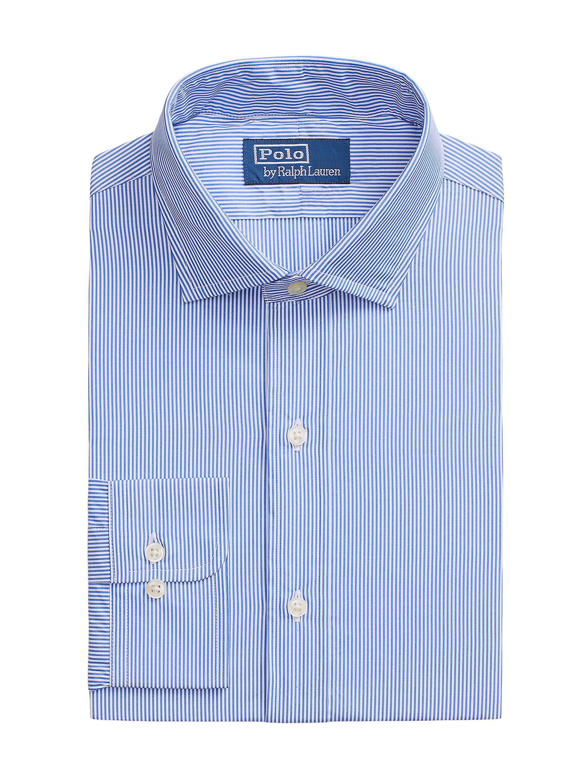 Men's Cotton Dress Shirt - Carolina Blue White - 1