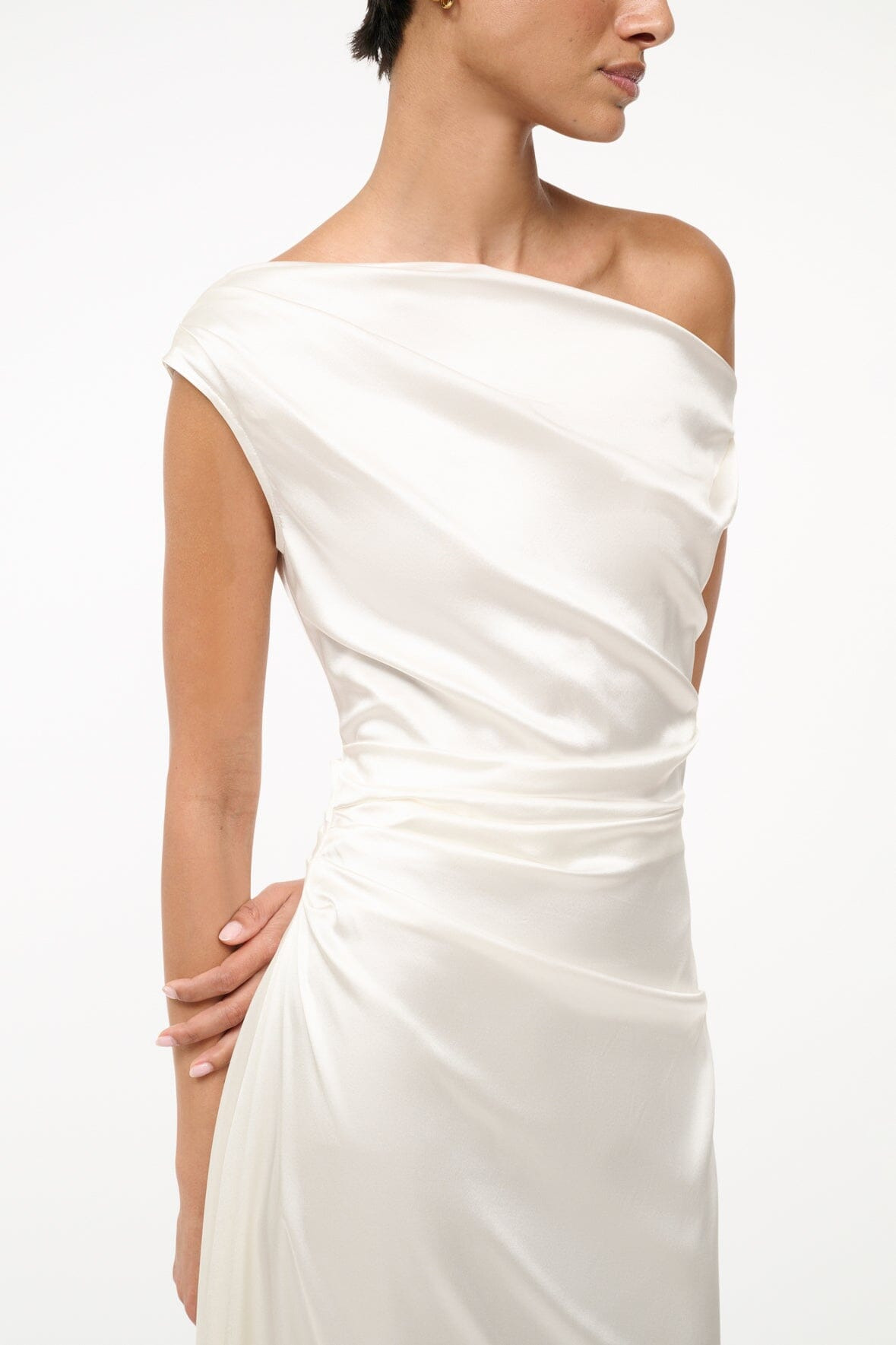 STAUD PHARE SILK DRESS IVORY - 3