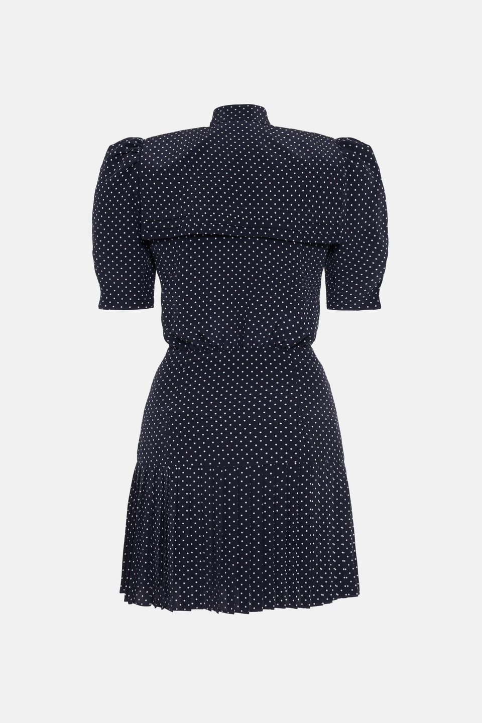 POLKA DOT SILK PLEATED MINI DRESS WITH BOW - 2