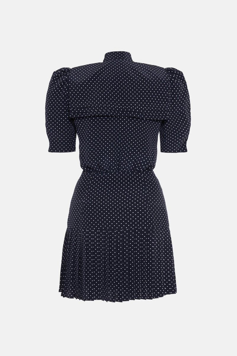 POLKA DOT SILK PLEATED MINI DRESS WITH BOW 2