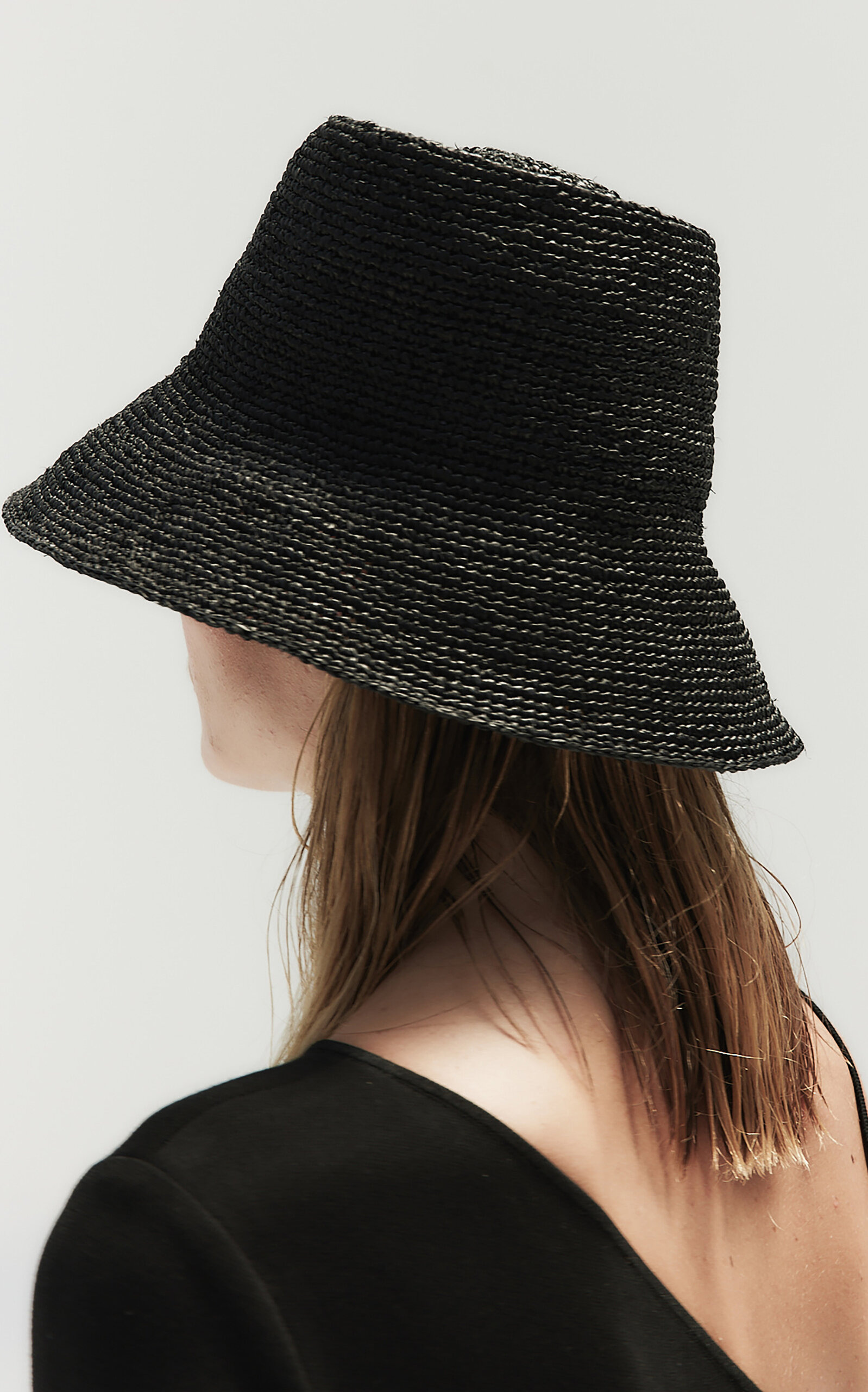 Felix Handwoven Raffia Bucket Hat black - 3