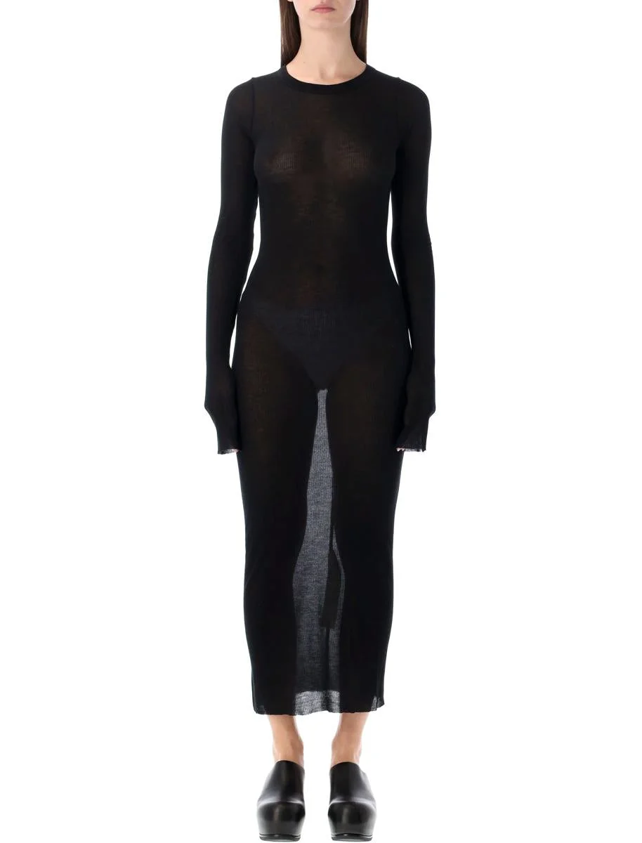Rick Owens Ribbed Long Sleeves Dress - 1