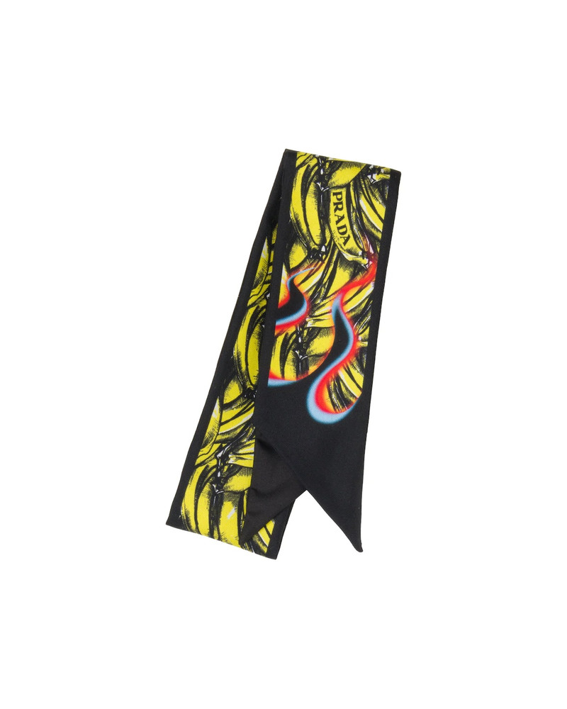 Double Match Bananas printed silk skinny scarf 1