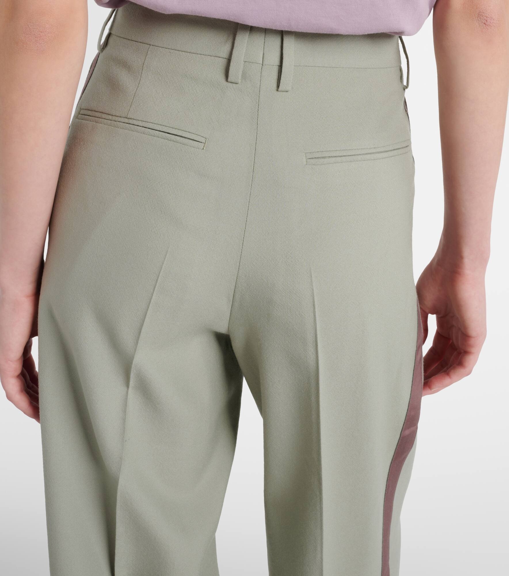 Mid-rise wool straight pants - 6
