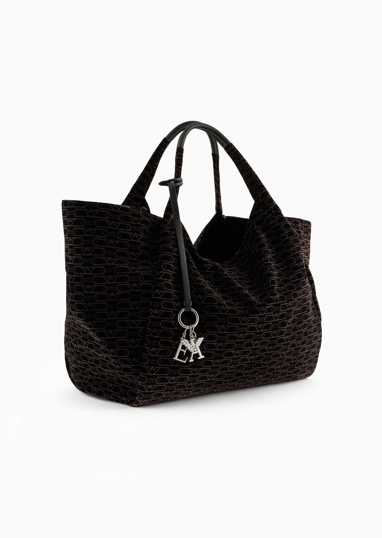Oversized shopper bag in all-over monogram velvet - 2