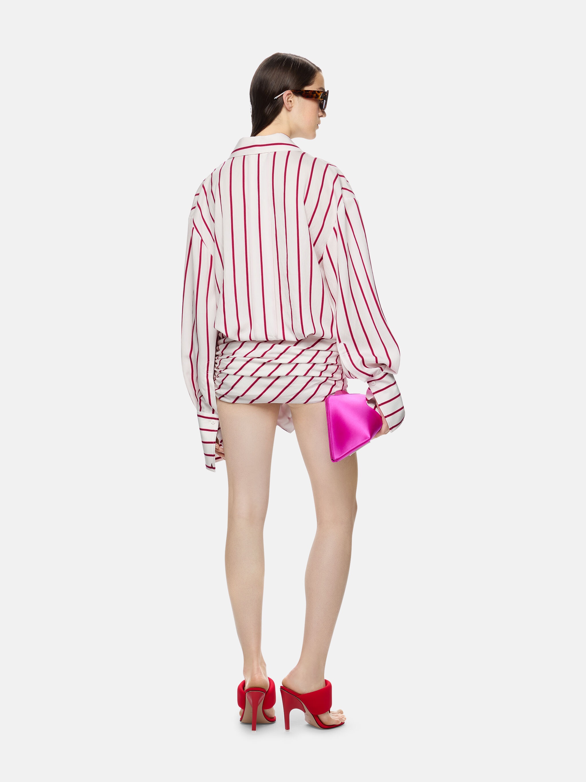 ''HATTY'' WHITE WITH RED STRIPES MINI DRESS - 3