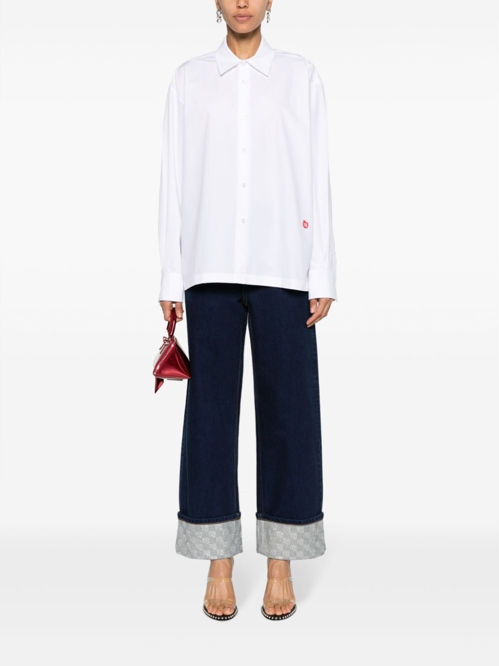 logo-appliquÃ© cotton shirt - 2