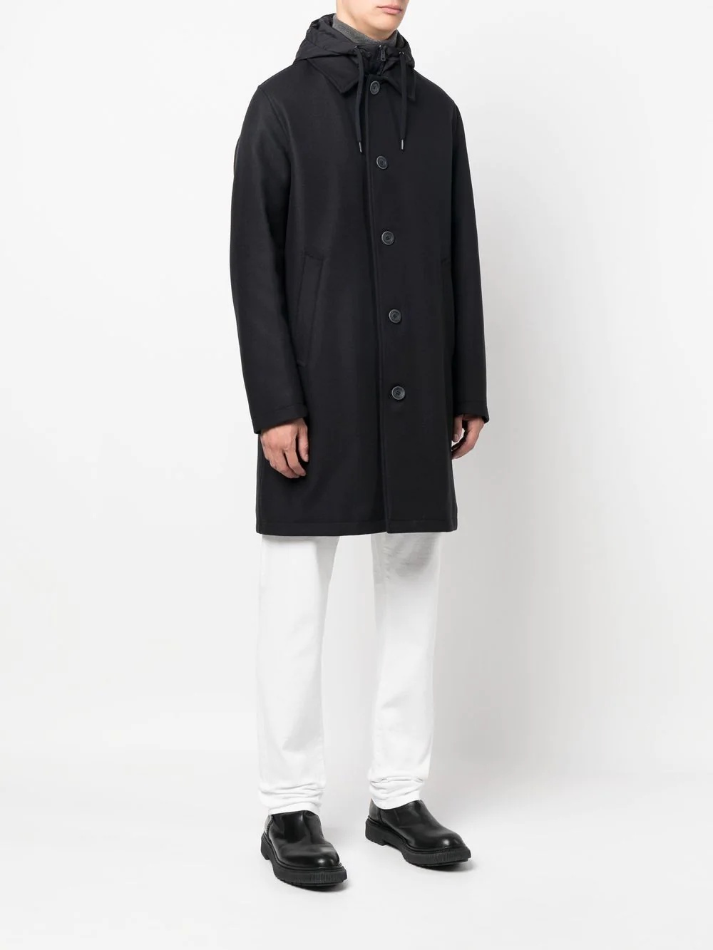 long-sleeve button-up coat - 3