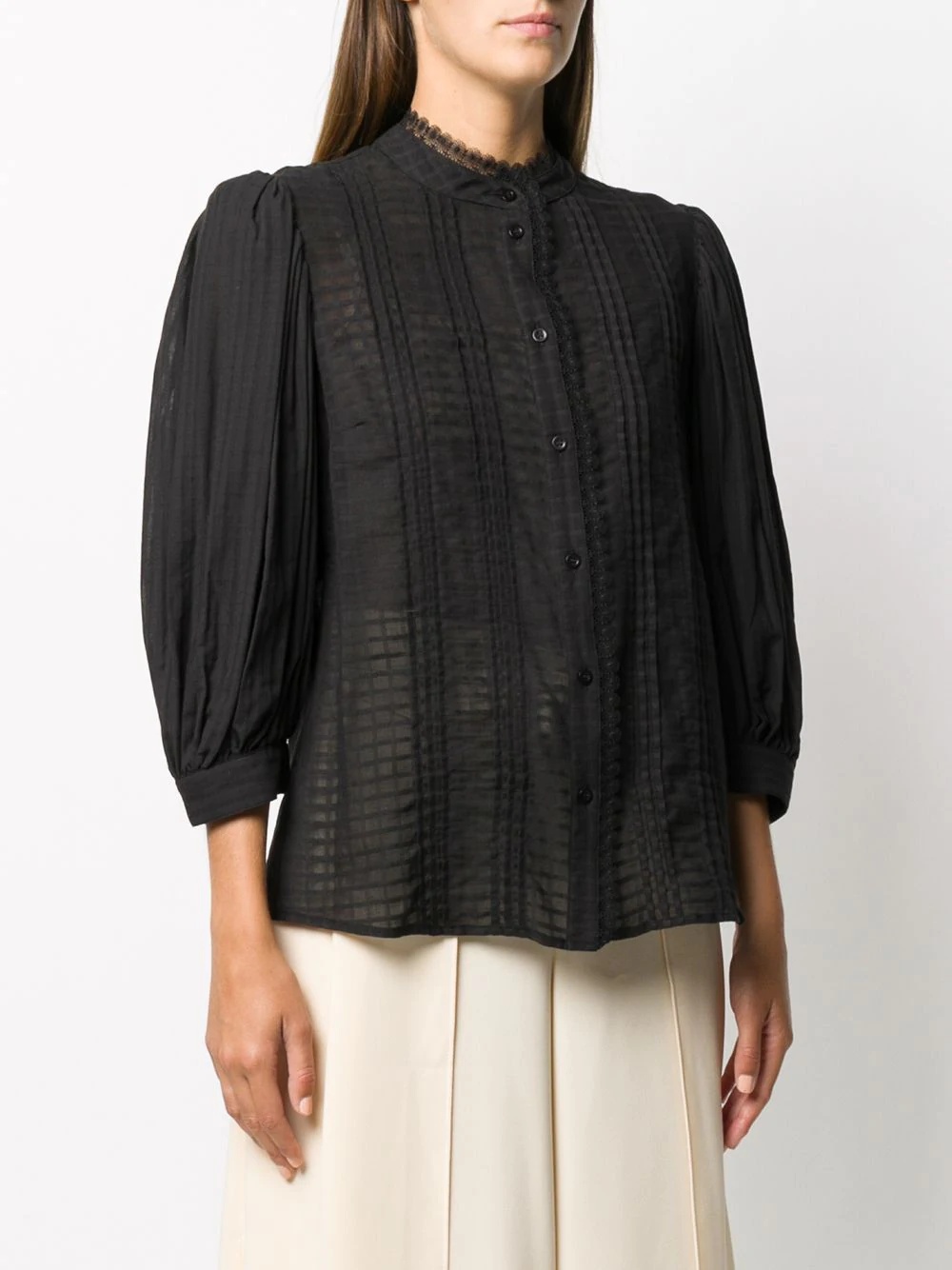 puff-sleeve cotton shirt - 3