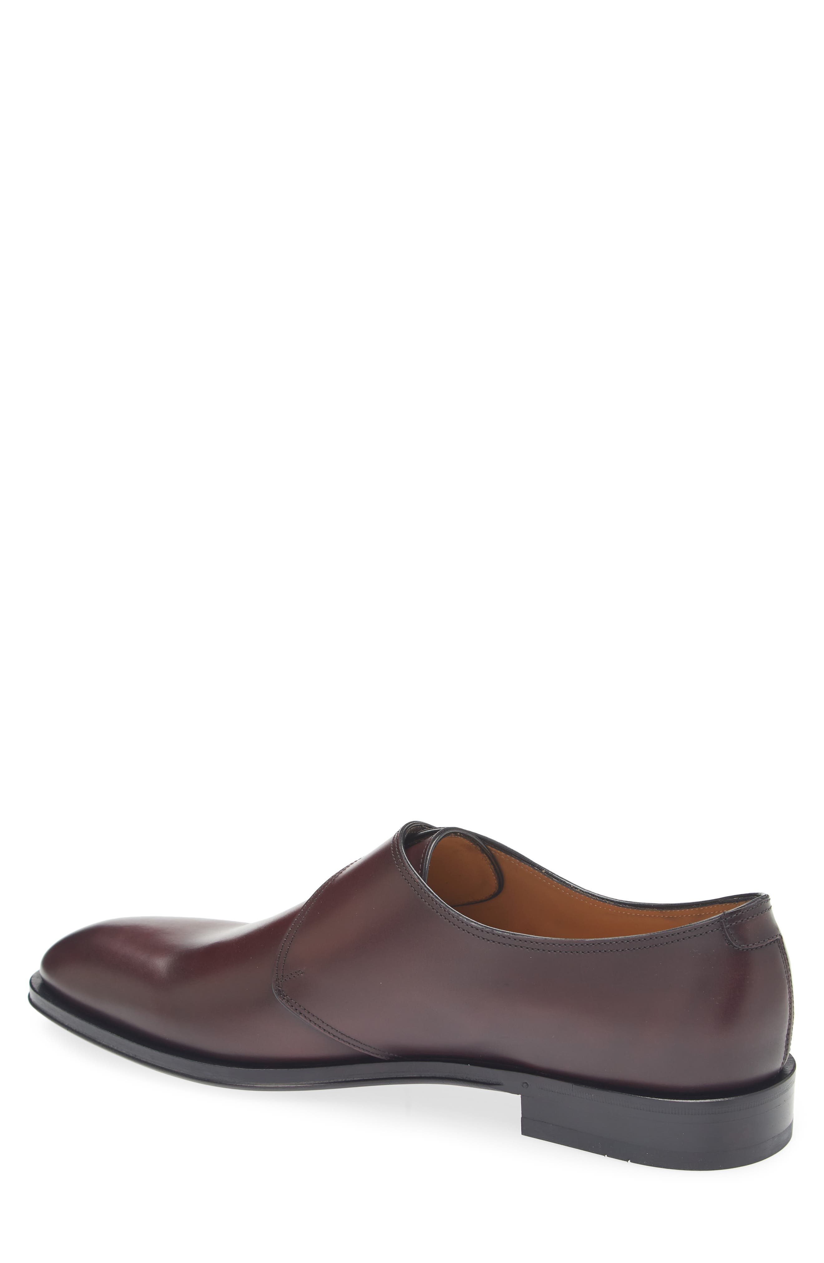 FERRAGAMO Argo Plain Toe Monk Shoe in Cordovan Nero New Biscotto at Nordstrom - 2