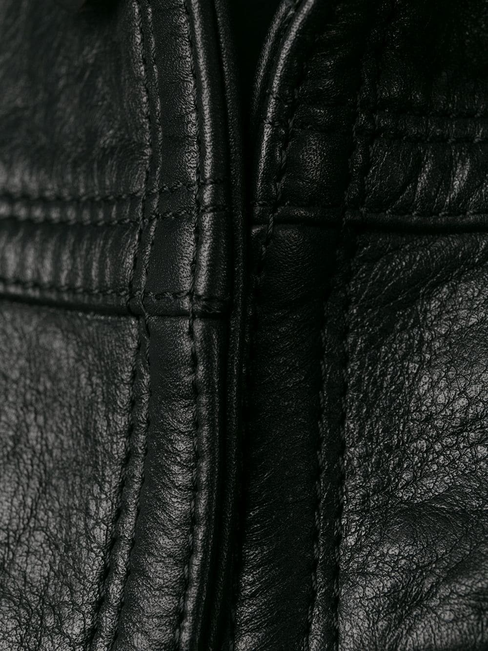 patch pockets leather jacket - 7