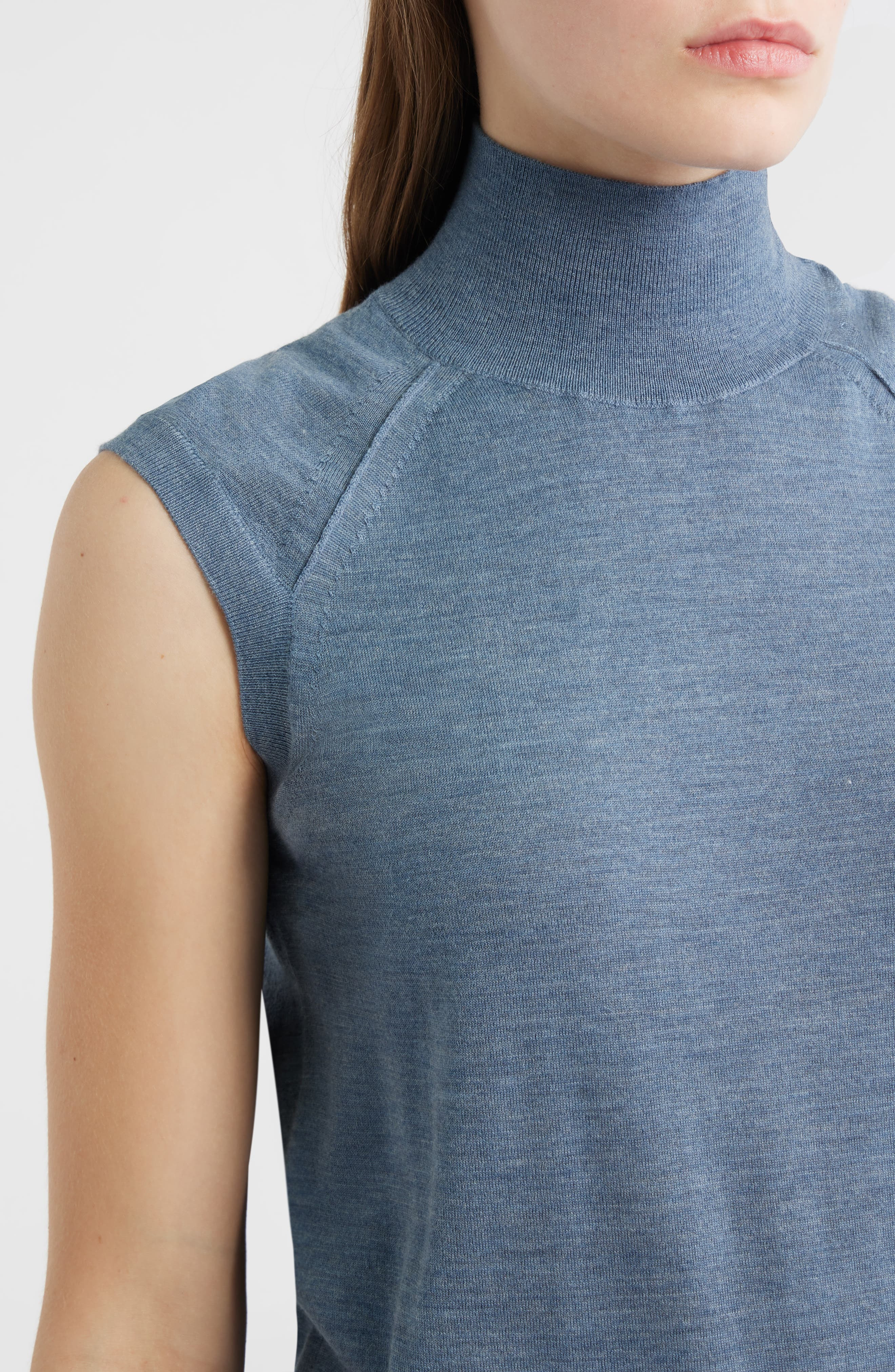 BOSS Fipini Turtleneck Sleeveless Virgin Wool Sweater in Tanzanite at Nordstrom - 4