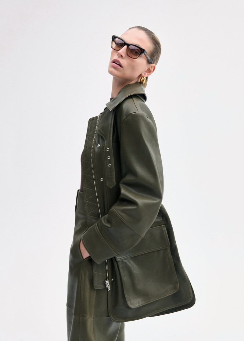 Oversized Field Jacket in Leather 3
