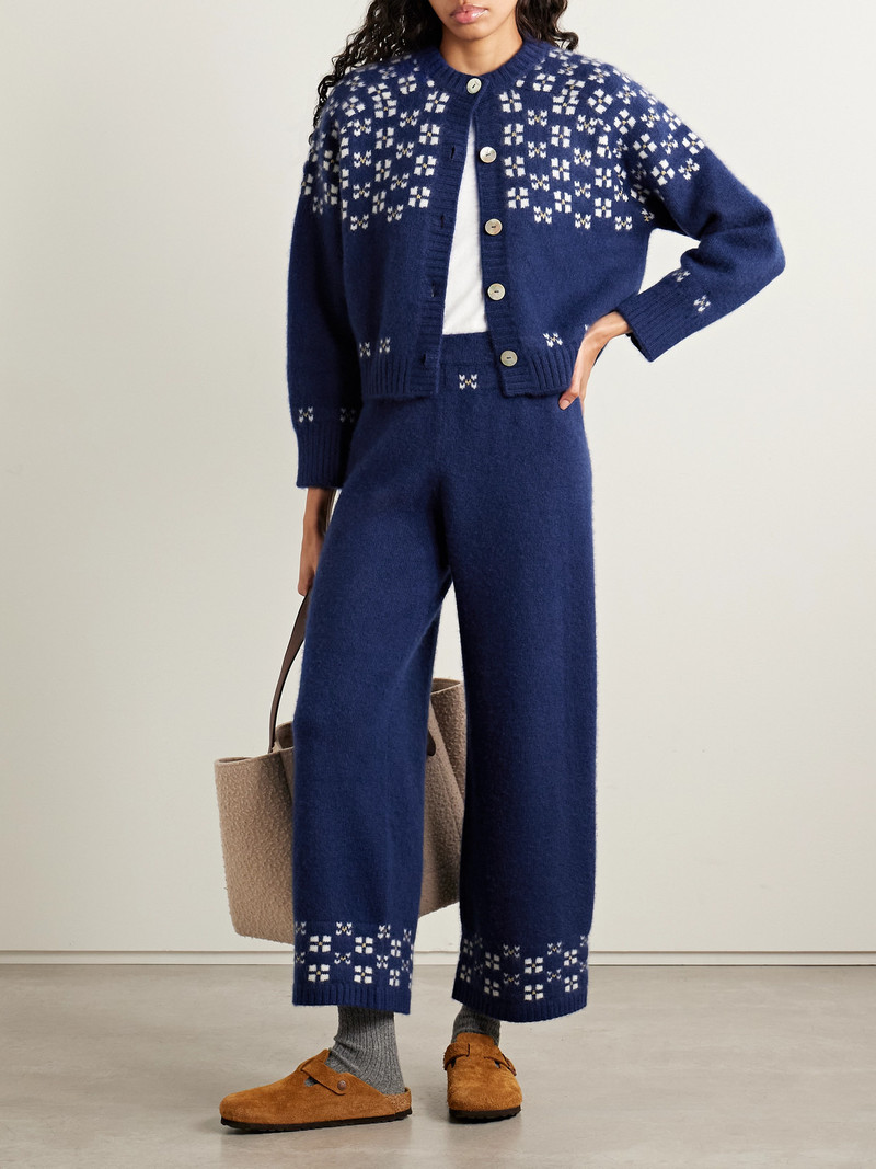 CALLE DEL MAR Winter Fair Isle Cashmere Wide-leg Pants outlook