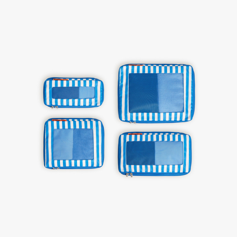 Packing Cubes Set of 4 In Coastal Blue Stripe 1